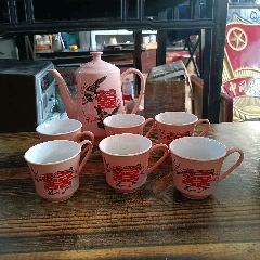 淄博和平瓷廠喜鵲登梅七頭茶具一套，一壺六碗，庫存未使用，精美漂亮！-￥150 元_套裝茶具_7788網(wǎng)