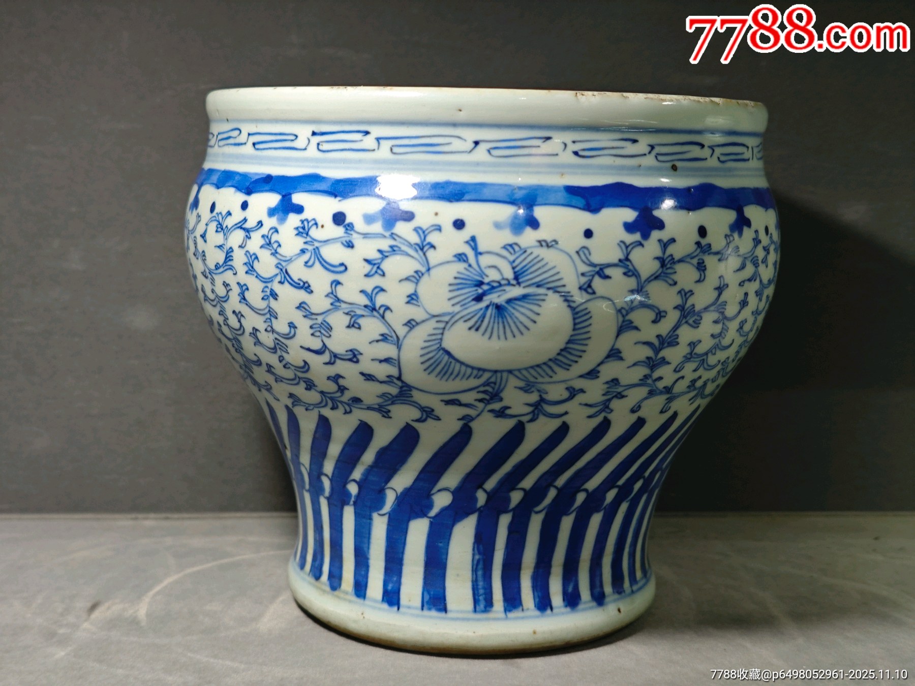 清代青花缠枝莲马蹄尊_青花瓷_侯马老古董【7788红宝书】