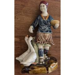 骨董 中国古玩 福建會館 游長子造 十錦 粉彩 漢人 置物　黄色い服 ③ 骨董 中国古玩 福建會館 游長子造 十錦 粉彩 漢人 置物 黄色い服 ③