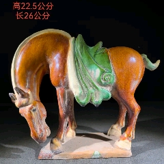 日本瓷器光洋作品唐**饰马到成功文房书房客厅摆件浓淡变幻礼品_唐三彩_