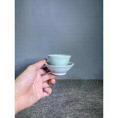 中国清時代豆青釉小皿10客 中国清時代豆青釉小皿10客