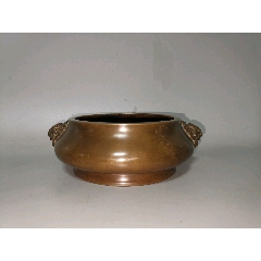 老铜香炉老宣德炉古董老铜器传世清代老紫铜风磨铜三足冲耳炉子_铜炉_