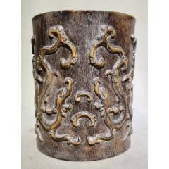 老竹雕全手工雕刻松下老人笔筒_竹雕笔筒_回收价格_收藏价值_7788金银币收藏