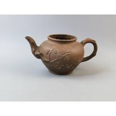 刻山水文字紫砂壶，顾美英制壶-紫砂壶-7788红宝书