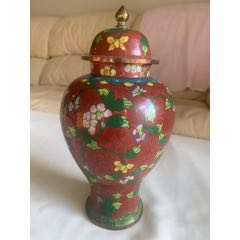 銅製・景泰藍・琺瑯彩・雙龍獻瑞紋・茶葉罐・置物・賞物・中国時代美術