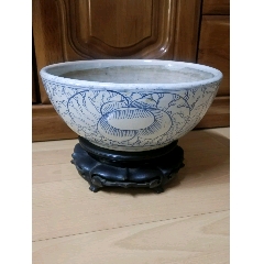 清代青花缠枝花卉喜字缸-青花瓷-7788旧书网