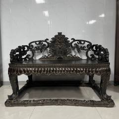 古董老黄花梨家具传世清代黄花梨雕龙纹交椅明清黄花梨家具会所_木椅/凳