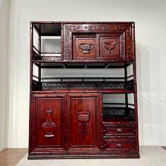 老黄花梨家具古董黄花梨书架清代黄花梨海黄油梨多宝阁博古架书柜_木架