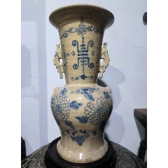 中国古玩青花古染付薄瑠璃宝珠文蓮華二客 古玩旧藏】青花寿字花卉纹双耳瓶_青花瓷_图片欣赏_收藏价格_7788连环画