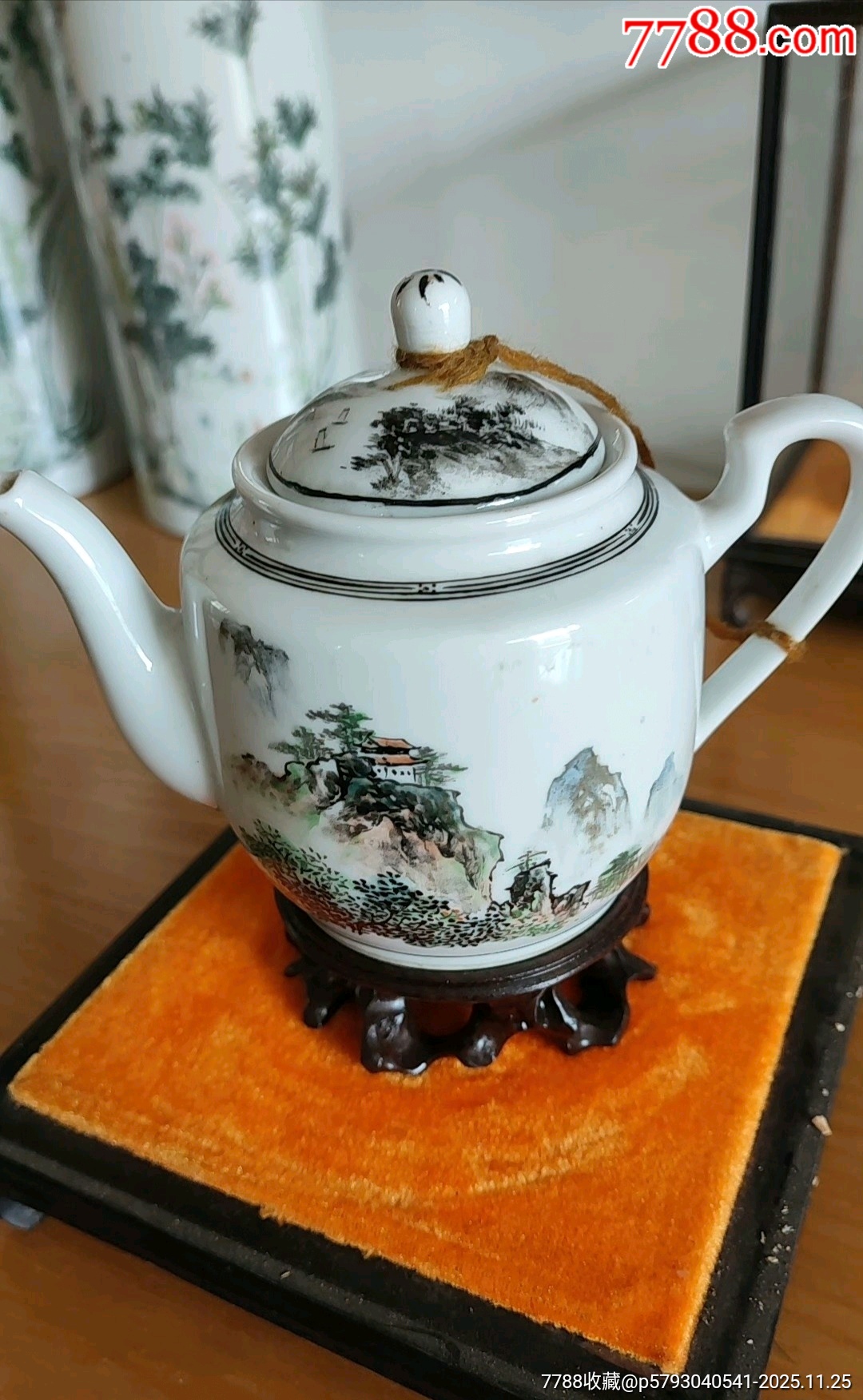 五十年代粉彩山水茶壶-茶壶-7788红宝书