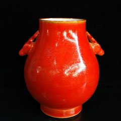 红釉鹿头尊-红釉瓷-7788铜器收藏