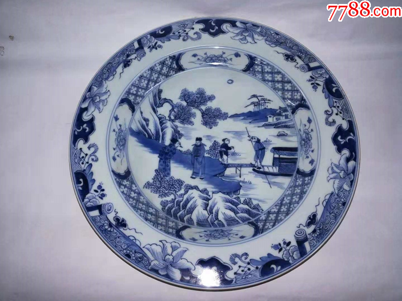 中国　香合　清朝時代　青華 清代青花人物盘_青花瓷_品种图片_收藏价格_7788核雕收藏