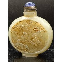 和田玉鼻烟壶听琴图-鼻烟壶-7788菊花石