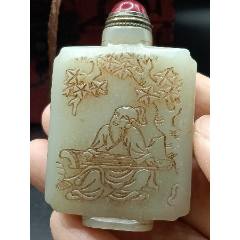 和田玉鼻烟壶听琴图-鼻烟壶-7788菊花石