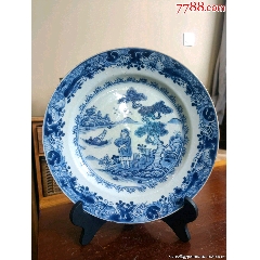 中国　香合　清朝時代　青華 清代乾隆外销瓷渔樵合和青花盘_青花瓷_悦云阁【7788红宝书】