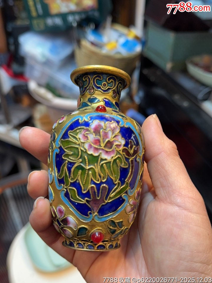 景泰蓝镶嵌花瓶-景泰蓝/珐琅-7788红宝书