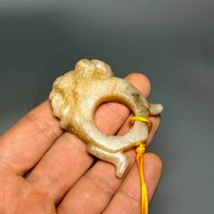 古董老玉器古玉老玉传世明代清代新疆和田玉白玉雕龙腰牌老玉佩-和田玉