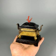 古董老铜器老香炉传世明代清代紫铜精黄铜三足鬲式炉老铜香炉-铜炉-7788