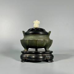 古董老铜器老香炉传世明代清代紫铜精黄铜三足鬲式炉老铜香炉-铜炉-7788