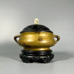 古董老铜器老香炉传世明代清代紫铜精黄铜三足鬲式炉老铜香炉-铜炉-7788