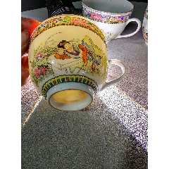 HB5866民国暗八仙珊瑚红釉茶盖碗_旧瓷器_广东松古堂【7788笔洗】