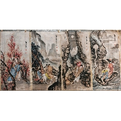 李耕八仙四条_人物国画原作_严氏雅玩画廊【7788红宝书】