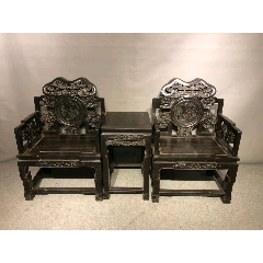 古董老黄花梨家具传世清代黄花梨雕龙纹交椅明清黄花梨家具会所_木椅/凳