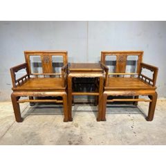 清代海南黄花梨扇面椅（一对）明清古典家具古董木器古玩老物件精品老海