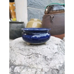 清代霁蓝釉香炉_蓝釉瓷_收藏价格_鉴定交易_7788瓷器网