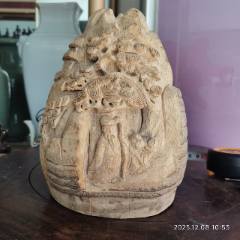 高18长15宽13厘米，纯手工雕刻，竹雕人物山水，雕刻一天-竹雕像-7788红宝书