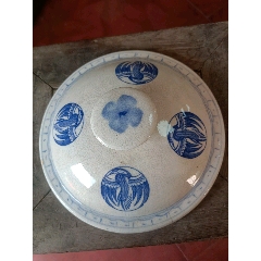 瓷蓋，青花蓋，青花團(tuán)鶴蓋，青花花卉蓋，蓋罐蓋，粥罐蓋，民國的，品相如圖，有磕沖，-￥40 元_青花瓷_7788網(wǎng)