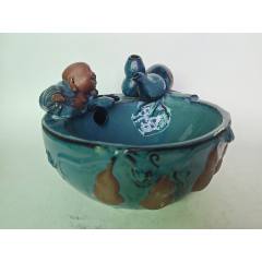 福建会館 遊長子造 福建會館 在銘 景徳鎮 陶器 粉彩人物置物 中国古玩