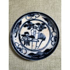 清代嘉庆道光时期青花缠枝莲印泥盒底_青花瓷_老字号古玩店【7788旧书网】