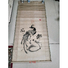 春峰，长寿寓意花鸟画中堂《松鹤图》国画书法古玩字画装饰挂画。绢本绫