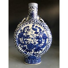 中国美術 青花 纏枝蓮花紋 双耳瓶 高29.5cm(LC136) 中国美術 青花 纏枝蓮花紋 双耳瓶 高29.5cm(LC136) 中国美術 青花 纏枝