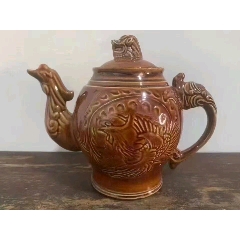 建国初黄釉龙凤兽首茶壶一把，-黄釉瓷-7788旧书网