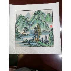 青绿山水画水墨山水小斗方纯手绘(wh229132)_7788收藏__收藏热线