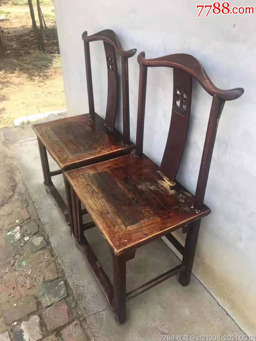 清末榆木靠背椅老椅子老家具民俗家具