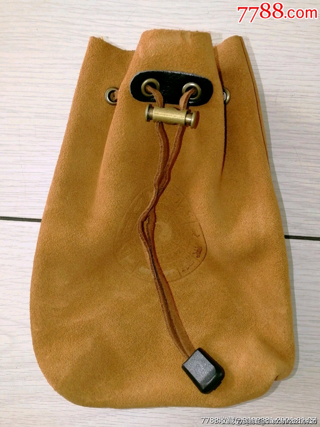 纯牛皮制品文玩袋抽绳牛皮袋翻毛皮把件袋玉件翡翠随身皮袋