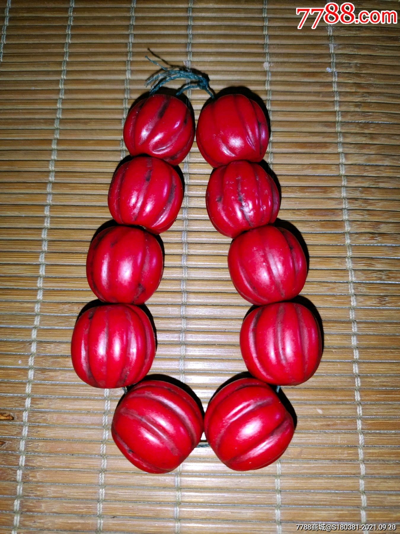 民俗老货老琉璃雪巴珠红色瓜珠