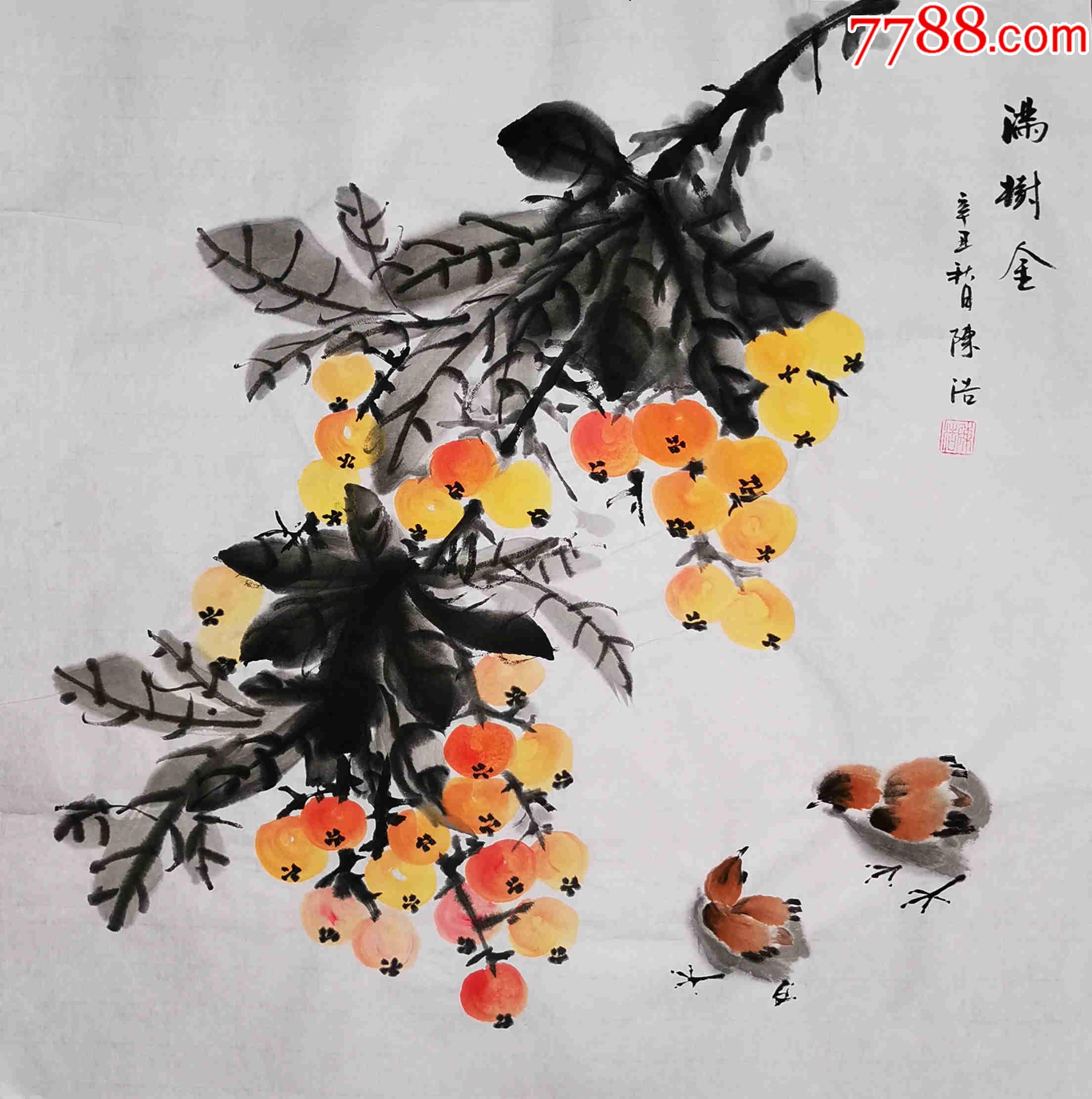 【全网独家授权代理】河南省美协会员,知名画家陈浩手绘花鸟小品