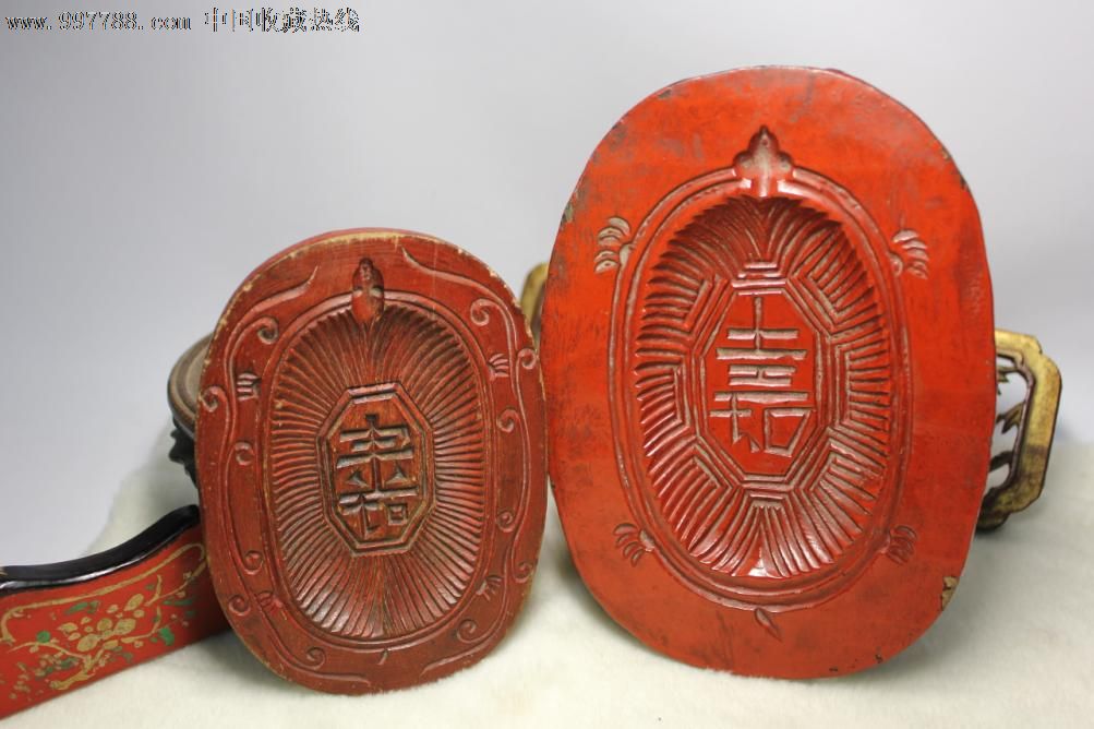 老木刻寿龟饼模印一对