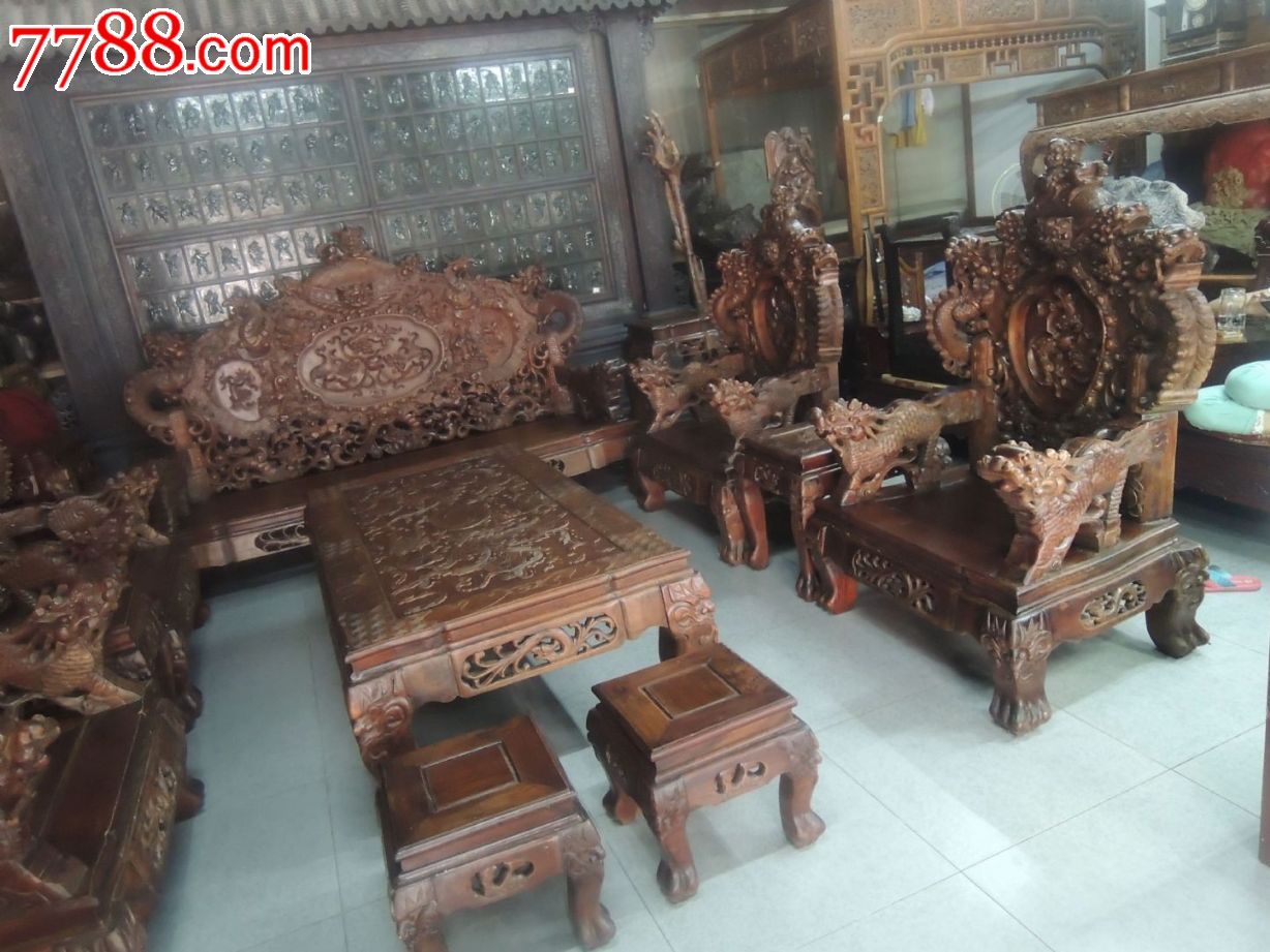 豪华大气的楠木12件套龙椅_其他木艺家具_第3张_7788钱币网