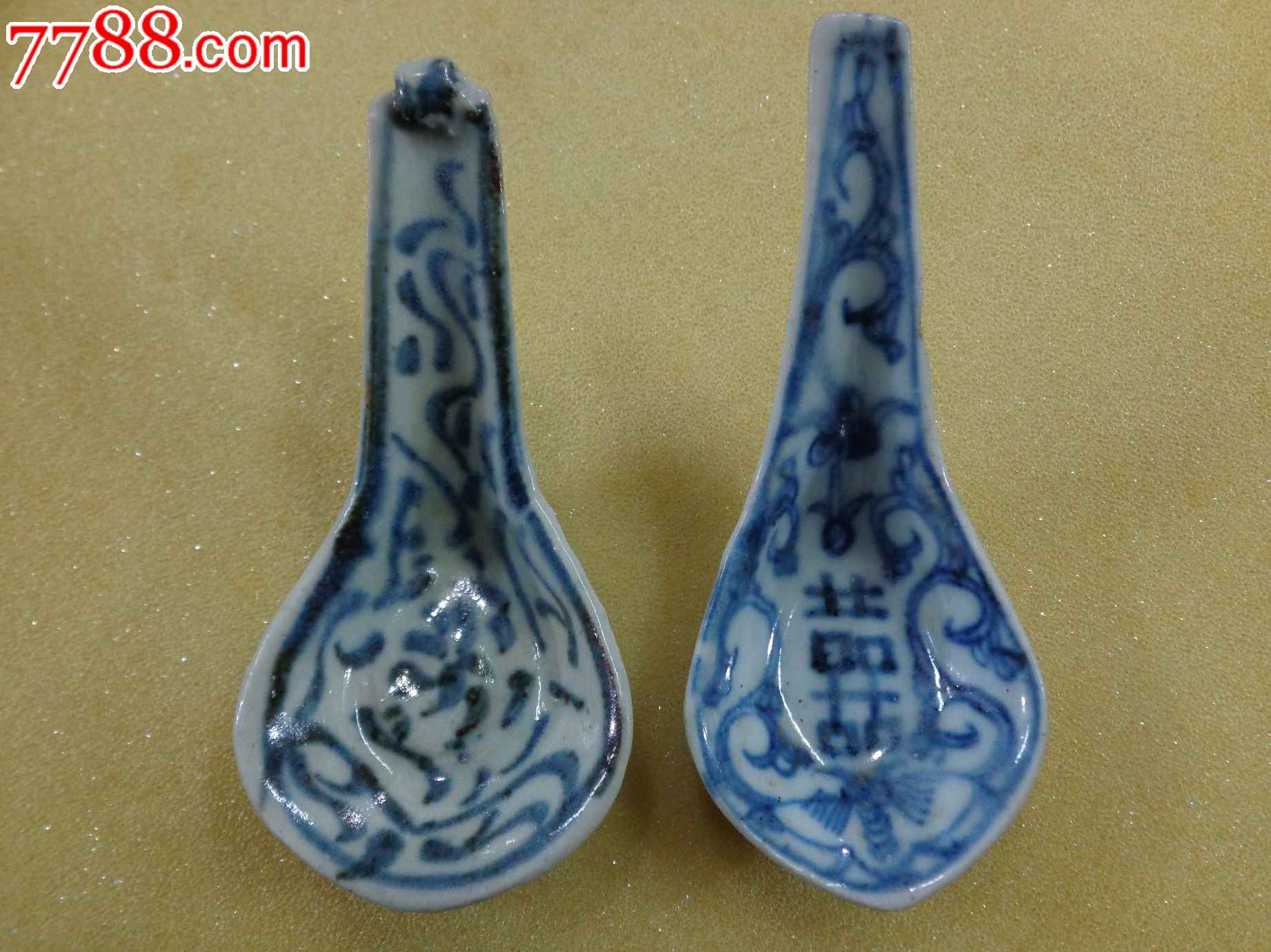 老青花勺子2把