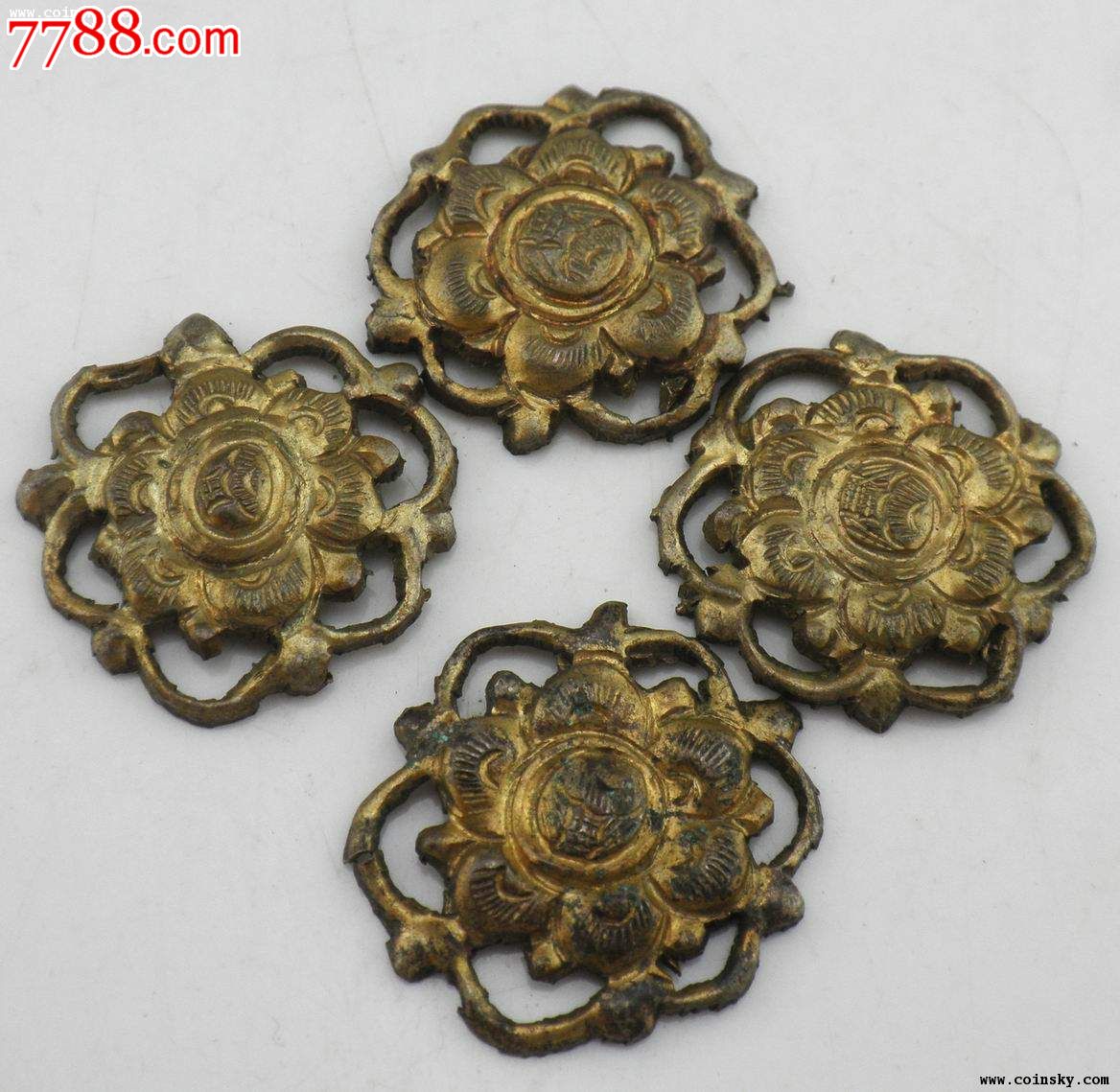 7691鎏金花卉帽花4片