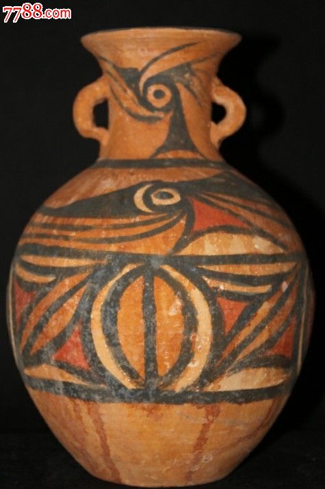 石岭下变体鸟纹彩陶罐