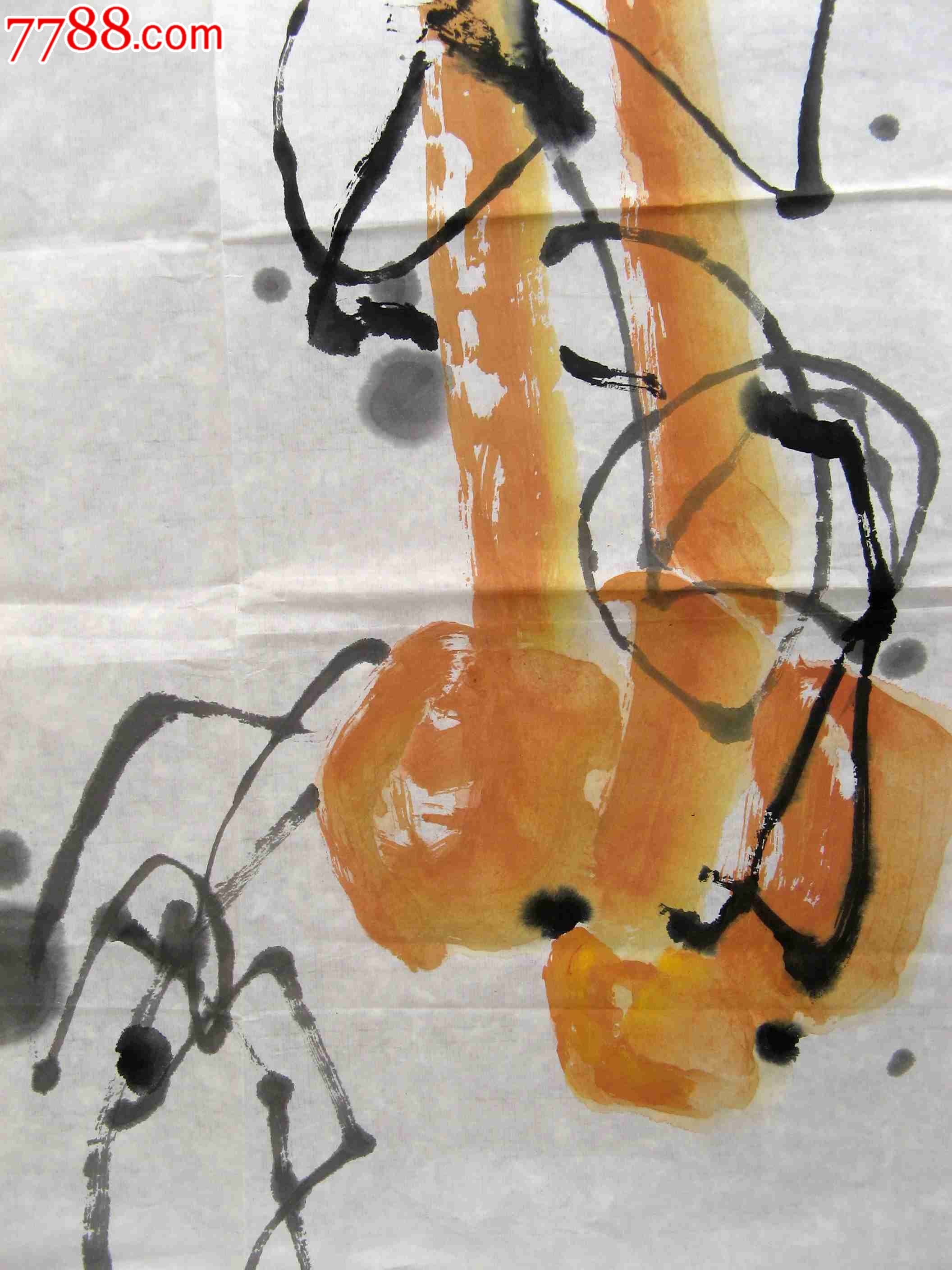 简洁流畅的三尺条幅无款写意葫芦画福禄双全