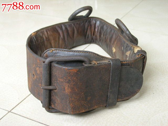 古老罕见的超宽大全牛皮屠夫腰带古玩古董皮货