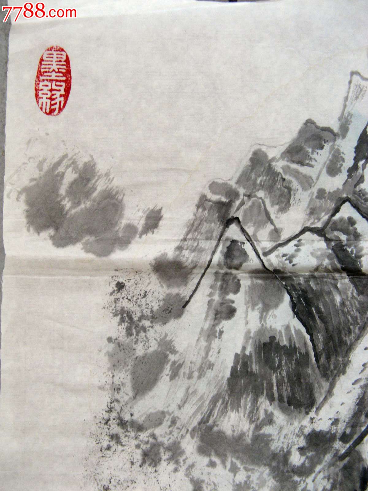 四尺開三山水畫:山鄉綠意-價格:18元-se21768232-山水國畫原作-零售