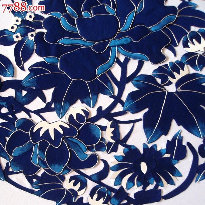 布贴画青花瓷百花图